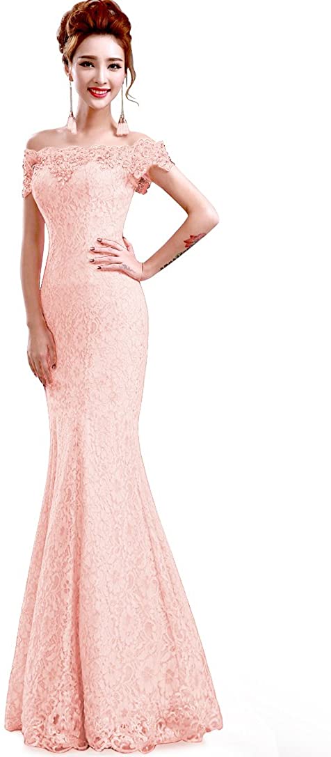Price:$62.99    Babyonline Off Shoulder lace red Mermaid Evening Formal Bridesmaid Dress  Clothing