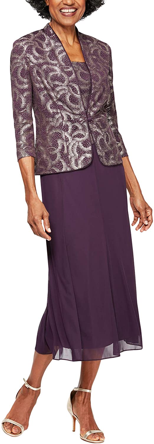 Price:$126.96 Alex Evenings Women's Tea Length Blazer Jacket Dress (Petite and Regular) at Amazon Women’s Clothing store