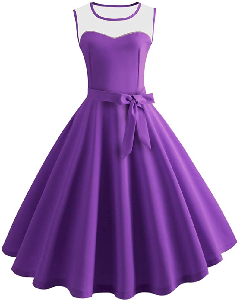 Price:$5.12 Womens Dresses Women's 1950s Vintage Rockabilly Swing Lace Cocktail Prom Party Mini Dress at Amazon Women’s Clothing store