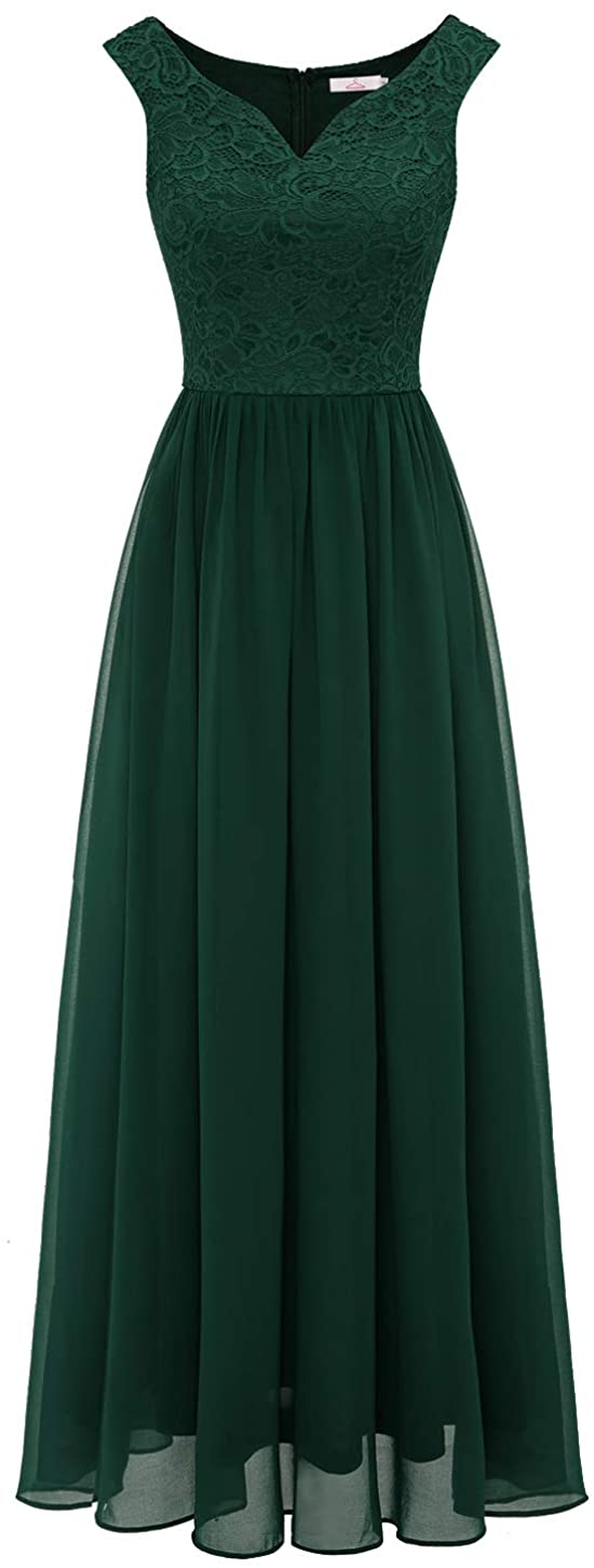 Price:$30.69 Dressystar Women's V Neck Straps Chiffon Lace Prom Dress Long Wedding Party Gown at Amazon Women’s Clothing store