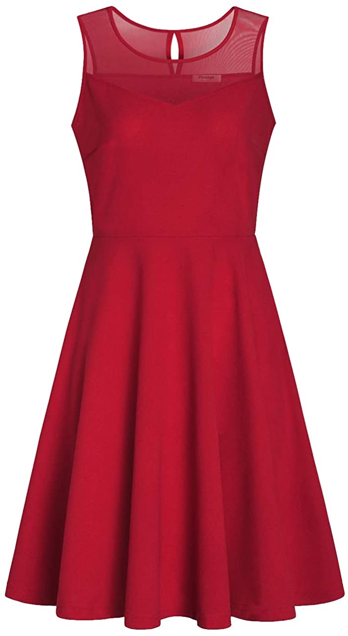 Price:$12.99    Pintage Women's A-Line Cocktail Dress Mesh Top Party Dress L Red  Clothing