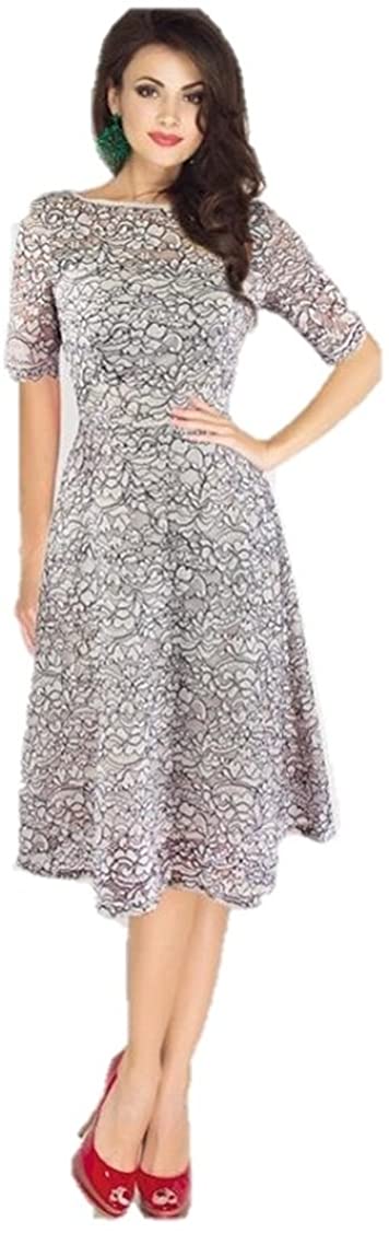Price:$29.98    Designer97 Women's Fashion Lace Short Sleeve Slim Waist Boutique Dress Womens Dresses  Clothing