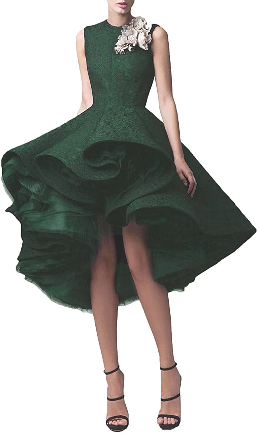 Price:$93.99 Zechun Women's Lace Hi-Low Beaded Prom Evening Gown at Amazon Women’s Clothing store