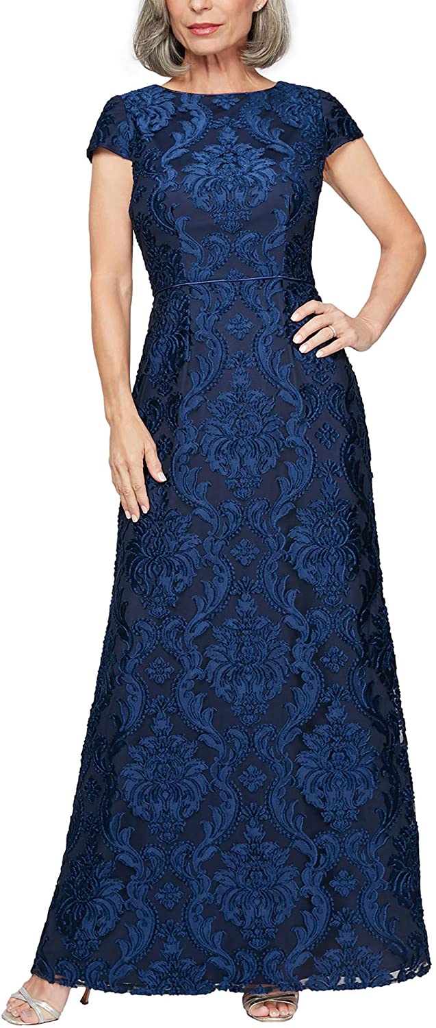 Price:$59.44    Alex Evenings Women's Long Velvet Burnout Dress (Petite and Regular Sizes)  Clothing