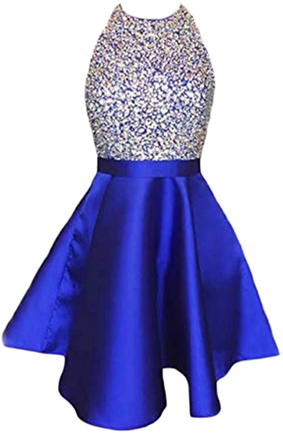 Price:$79.99    Scarisee Womens Halter Beaded Short Homecoming Prom Party Dress Pockets Junior67  Clothing