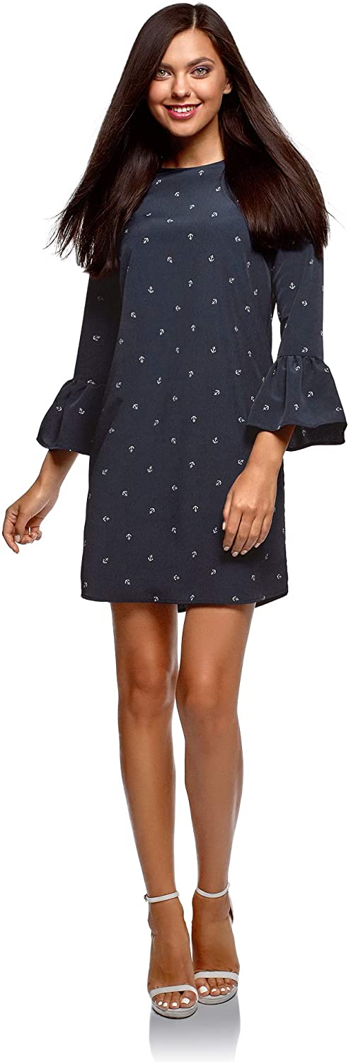 Price:$21.80    oodji Ultra Women's Straight Dress with Flounce Cuffs  Clothing