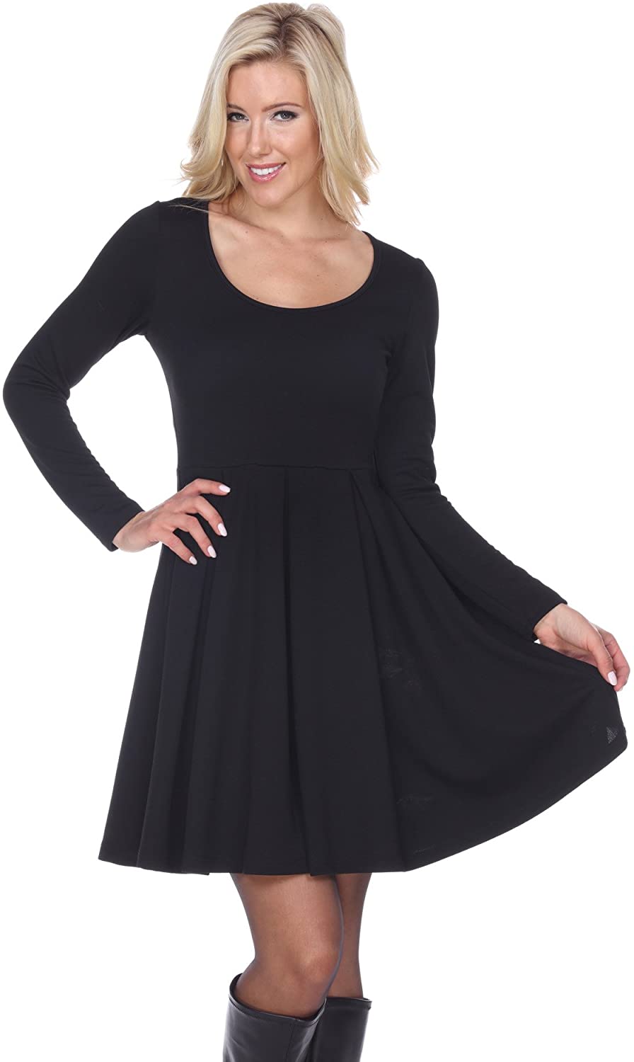 Price:$29.50    white mark Women's Jenara Dress Above The Knee Long Sleeve  Clothing