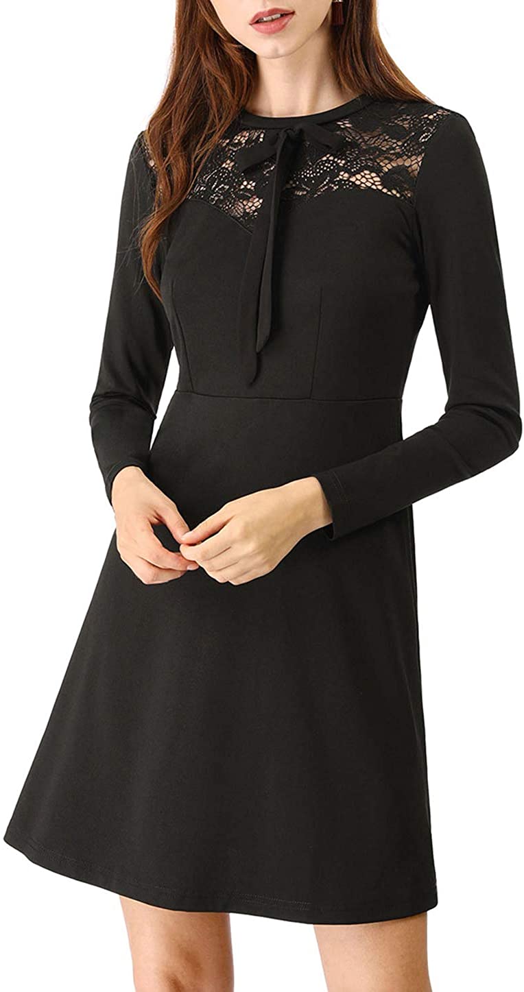 Price:$23.99    Allegra K Women's Elegant Long Sleeve A-Line Party Cocktail Formal Lace Dress  Clothing