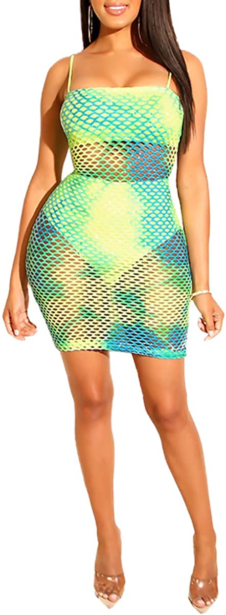 Price:$18.99    Ophestin Womens Sexy Bodycon Outfits Sleeveless Strappy Striped Sheer Mesh Summer Beach Cover Up Mini Dresses  Clothing
