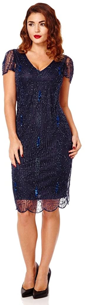 Price:$110.50 Downton Abbey Flapper Dress in Navy Blue - Quality Handmade Flapper Dresses for Women at Amazon Women’s Clothing store