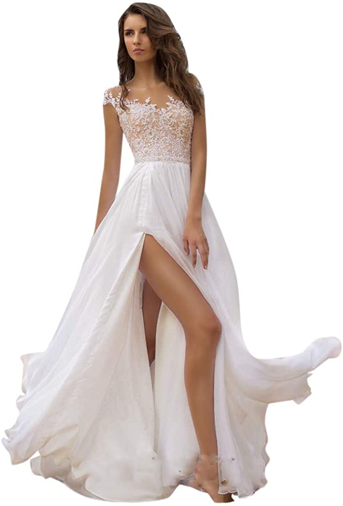 Price:$12.98 JESPER Womens V Neck Charming Lace Vintage Backless Gown Evening Party Wedding Guest Dress at Amazon Women’s Clothing store