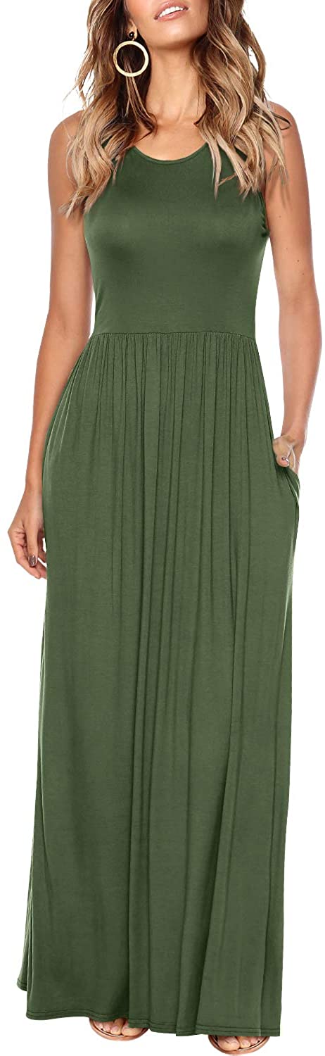 Price:$20.52 Amoretu Womens Casual Plain Crew Neck Loose Summer Maxi Long Dress with Pocket at Amazon Women’s Clothing store