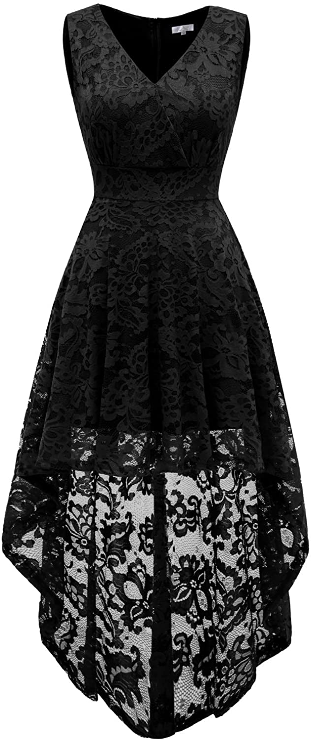 Price:$15.79    Dressystar Women's V-Neck Hi-Lo Lace Bridesmaid Cocktail Party Dress  Clothing