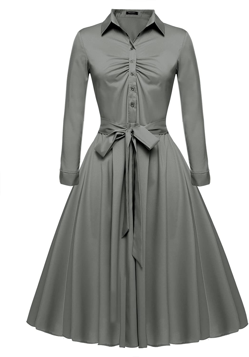 Price:$24.99    Beyove Women's Vintage 1950s Long Sleeve Retro Rockabilly Belted A-Line Swing Dress  Clothing