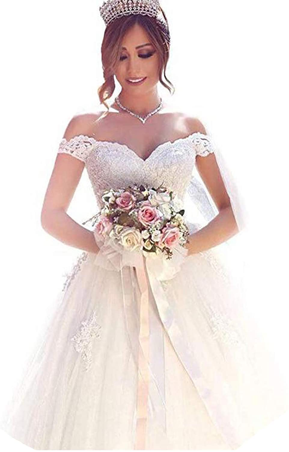 Price:$135.00 Yuxin Elegant Sweetheart Lace Ball Gown Wedding Dresses 2020 Off Shoulder Princess Bridal Gowns at Amazon Women’s Clothing store