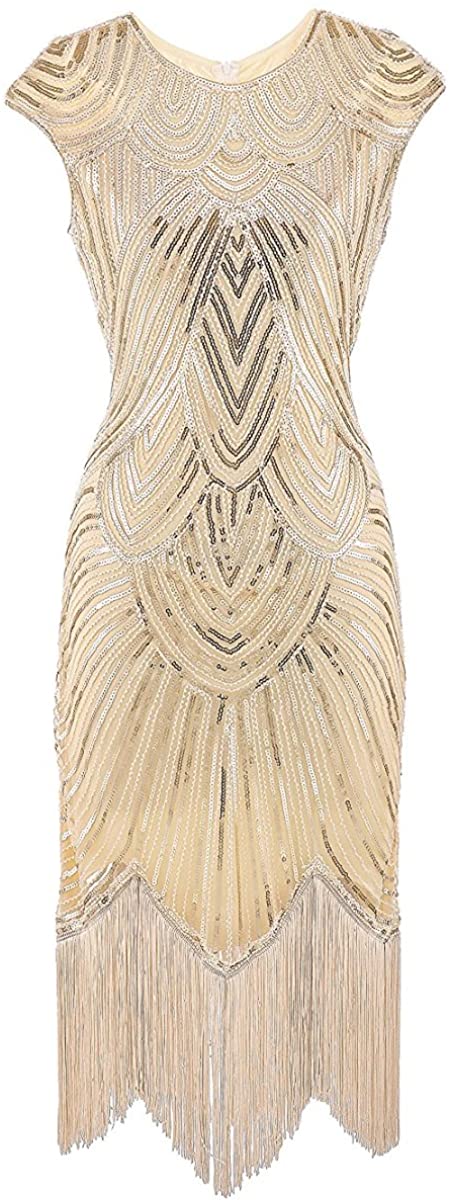 Price:$28.99    EAST-BIRD Women's 1920s Flapper Dress Crystal Beaded Sequin Embellished Fringed Gatsby Dress for Prom  Clothing
