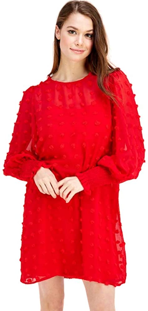 Price:$53.50    Women's Swiss Dotted Sheer Dress Cocktail Party (Small, Red)  Clothing