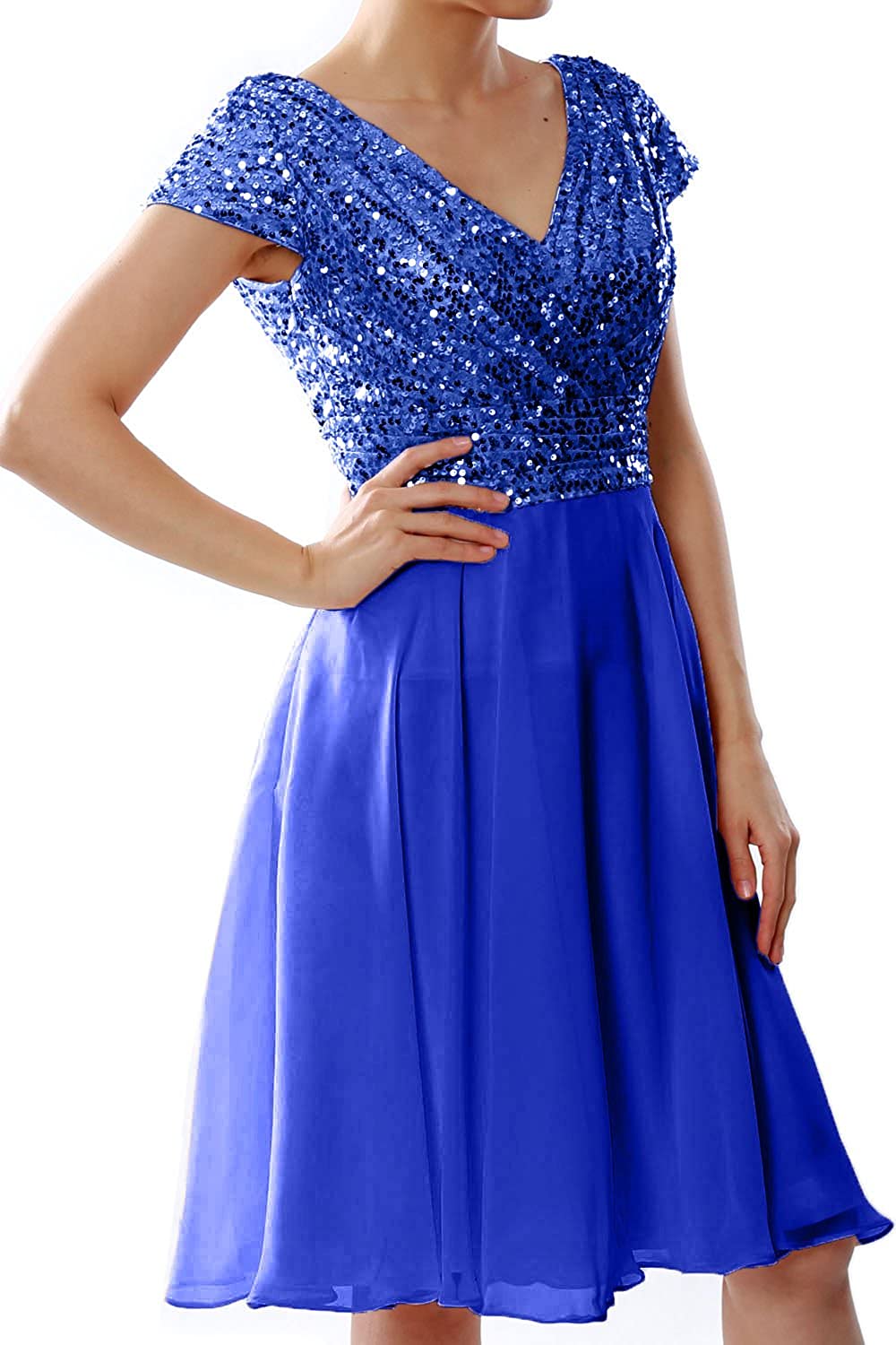 Price:$99.00    MACloth Women Short Mother of Bride Dresses Cap Sleeves Bridesmaid Formal Gown  Clothing