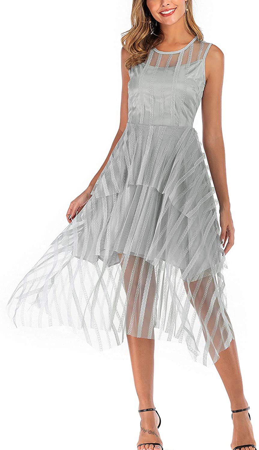 Price:$19.99    Yoonsoe Women's Tulle Bridesmaid Dress Slim Layered Formal Dress for Party Wedding Cocktail Prom  Clothing