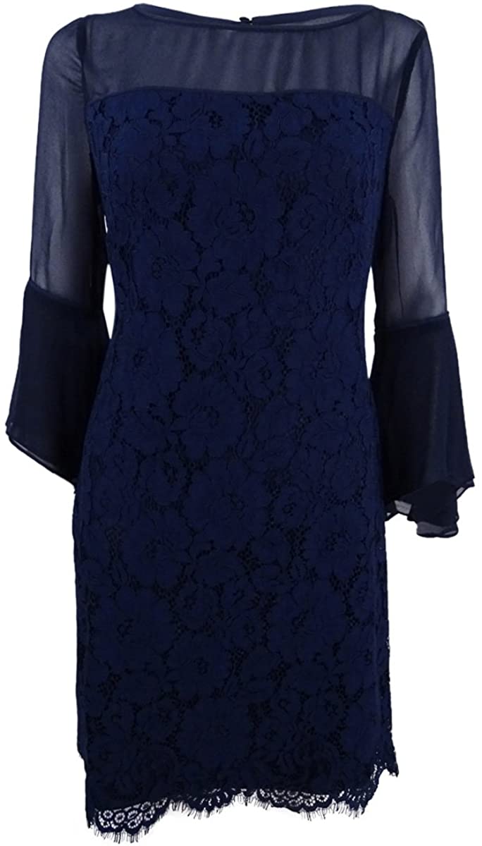 Price:$74.97 Lauren by Ralph Lauren Women's Floral Lace Bell-Sleeve Dress at Amazon Women’s Clothing store