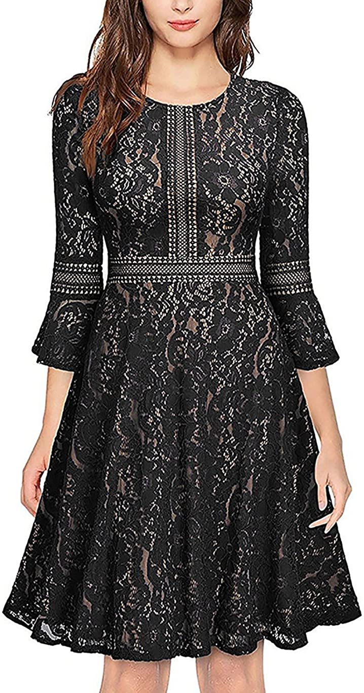 Price:$19.70 Glamulice Womens Valentines Vintage Floral Lace Dress Swing Cocktail A-Line Party Dresses at Amazon Women’s Clothing store