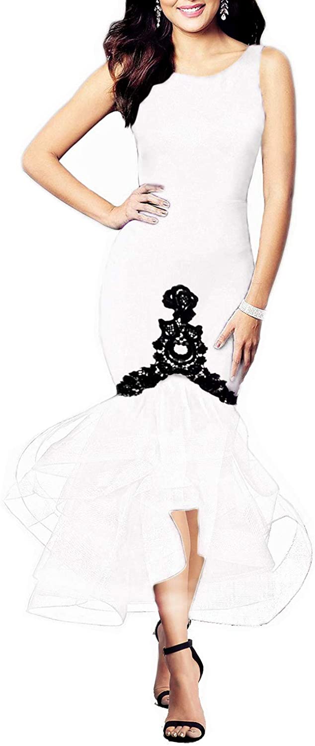 Price:$49.90    CAISHA Women's Opened Back Mermaid High Low Layered Tulle Pencil Dress  Clothing