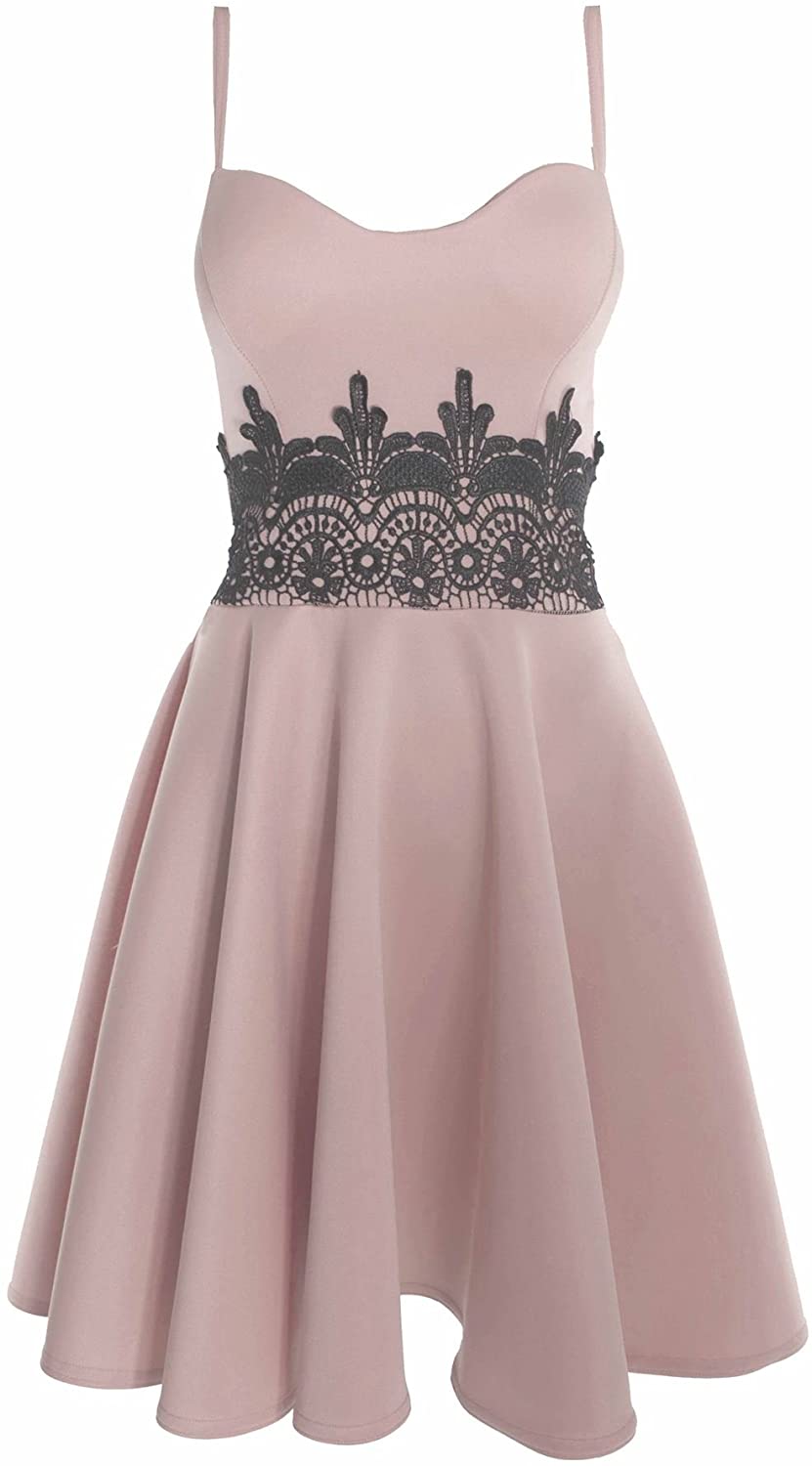 Price:$19.99    Oops Outlet Women's Sleeveless Flared Franki Strappy Waist Lace Skater Dress  Clothing