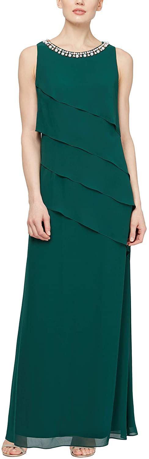 Price:$119.00    S.L. Fashions Women's Jewel-Strap Tiered Cocktail Dress (Petite and Regular)  Clothing