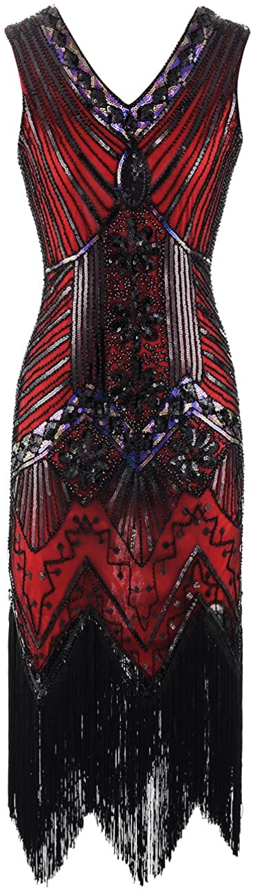 Price:$28.99    EAST-BIRD Women 1920s Dress Beaded Sequin V Neck Deco Gatsby Theme Inspired Flapper Dress for Prom  Clothing