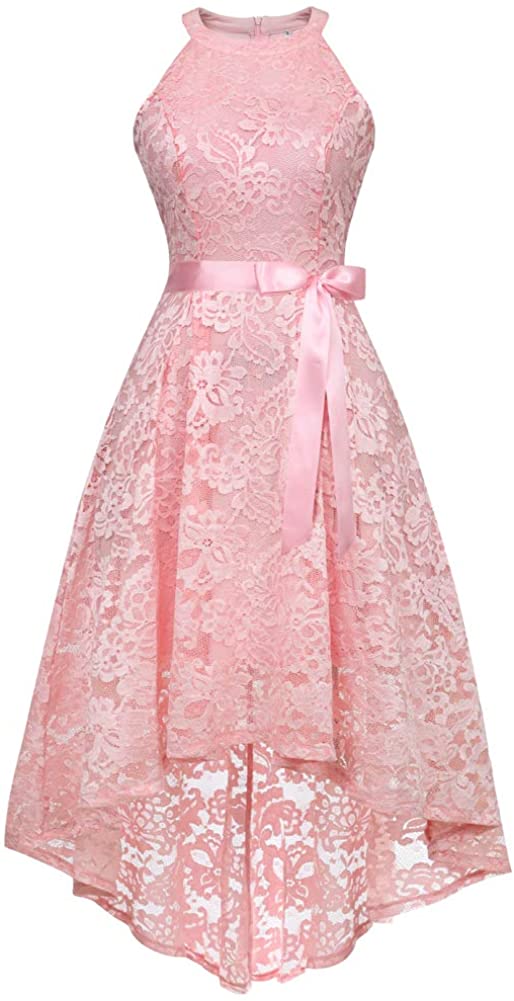 Price:$28.99    Women's Sleeveless Slim Halter Lace Dress Bridesmaid Party Cocktail Formal Dress  Clothing