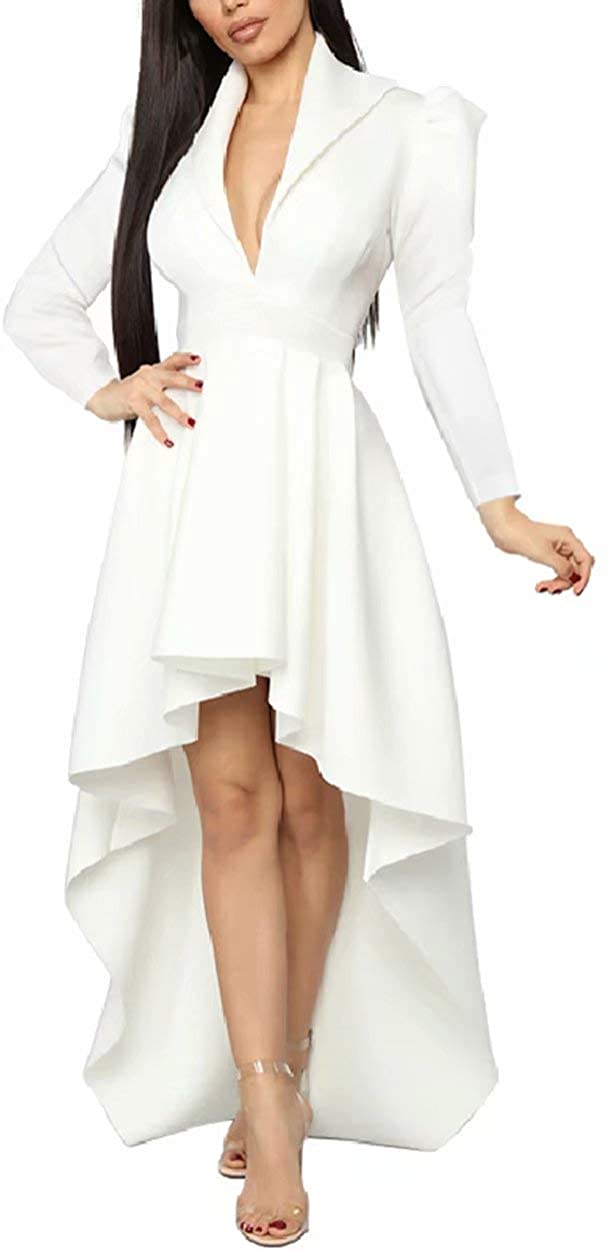 Price:$27.99 ThusFar Women's Sexy Wrap Deep V Neck Cap Sleeve Layer Peplum Ruffle High Low Tops Blouse Shirt Homecoming Party Dress at Amazon Women’s Clothing store