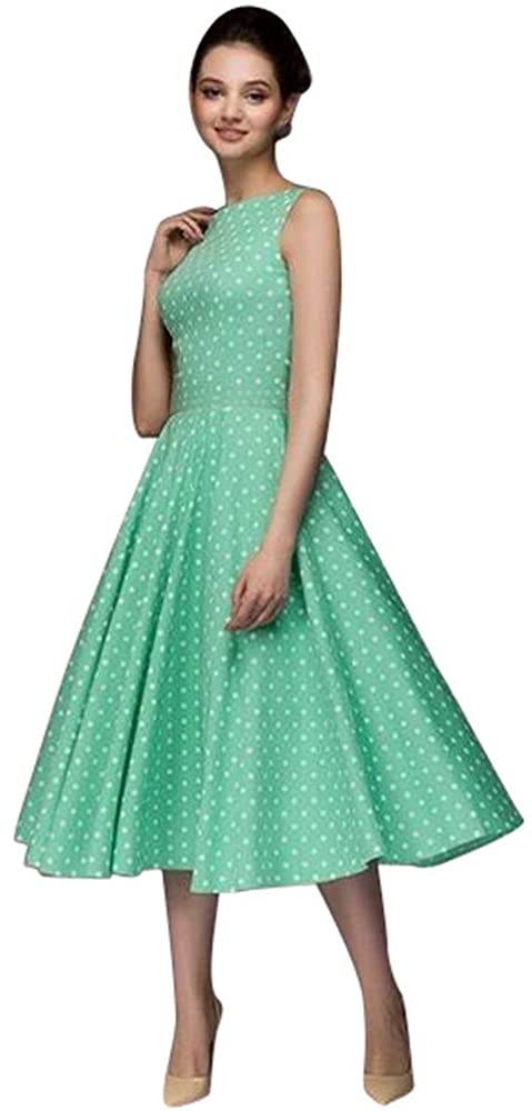 Price:$1.80 Womens Dot Sleeveless Hebburn Vintage Zip Cute Floral Knee Length Dress（red） at Amazon Women’s Clothing store