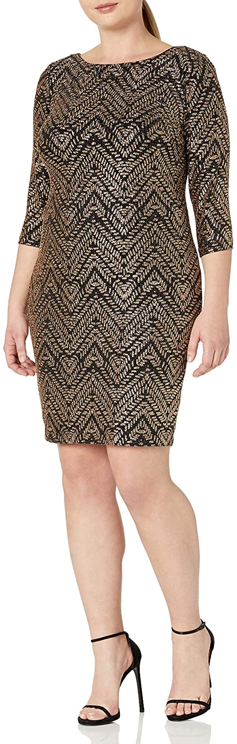 Price:$37.98 S.L. Fashions Women's Plus Size Sequin Sheath Dress at Amazon Women’s Clothing store