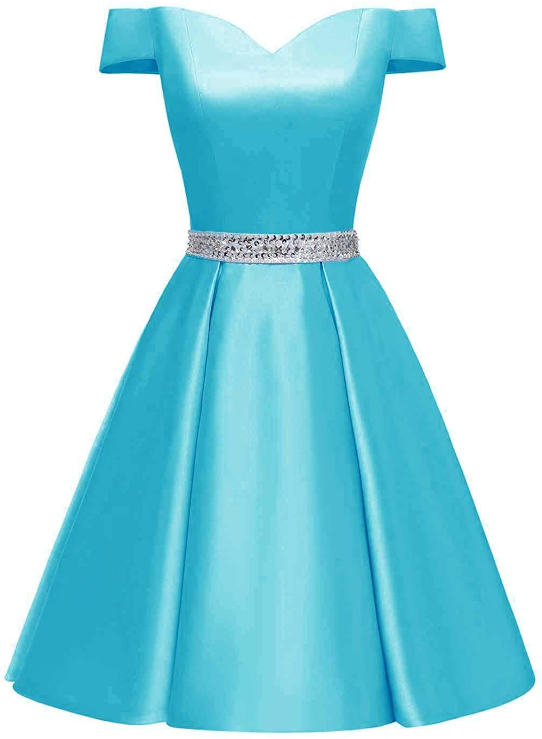 Price:$74.99    Changuan Women's Short Beaded Prom Dresses Off The Shoulder Backless Homecoming Dress  Clothing