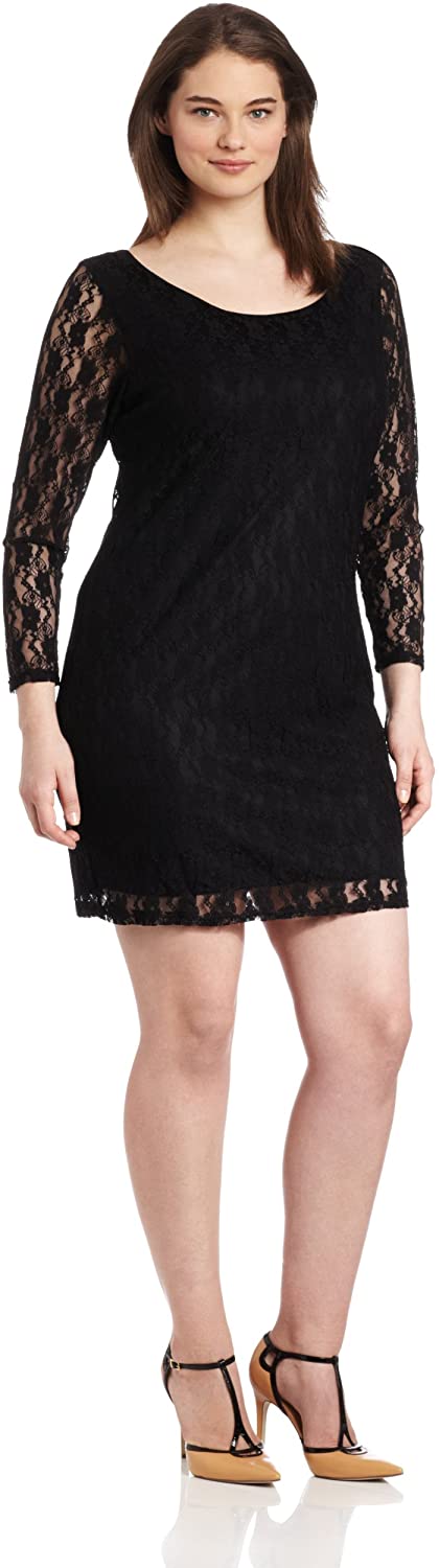Price:$28.82 Star Vixen Women's Plus-Size Lace Sheath Dress at Amazon Women’s Clothing store  Star Vixen Black Dress