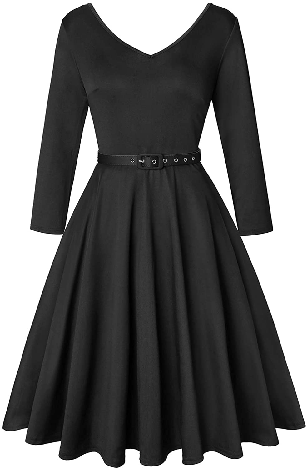 Price:$25.99    ROOSEY Women’s Vintage Retro V Neck Cocktail Party Wedding Formal Swing Dress with Belt  Clothing