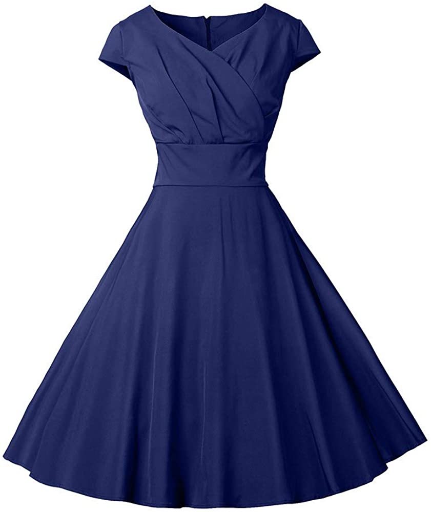 Price:$19.99    HHIMNO Women's Vintage Swing Dress 1950s A-Line Hepburn Cocktail Party Dresses  Clothing