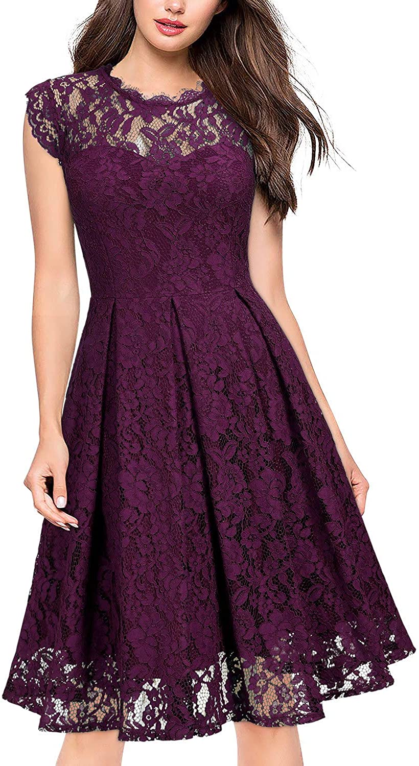 Price:$39.99    Miusol Women's Retro Floral Lace Evening Cocktail Party Dress  Clothing