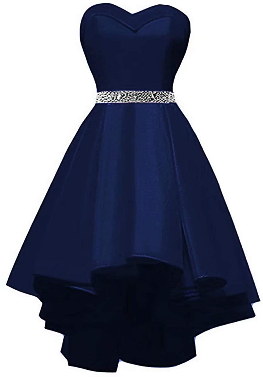 Price:$28.00    DingDingMail Prom Dress High Low Sweetheart Homecoming Dresses Satin Ball Gown Graduation Gowns Cocktail Dresses  Clothing