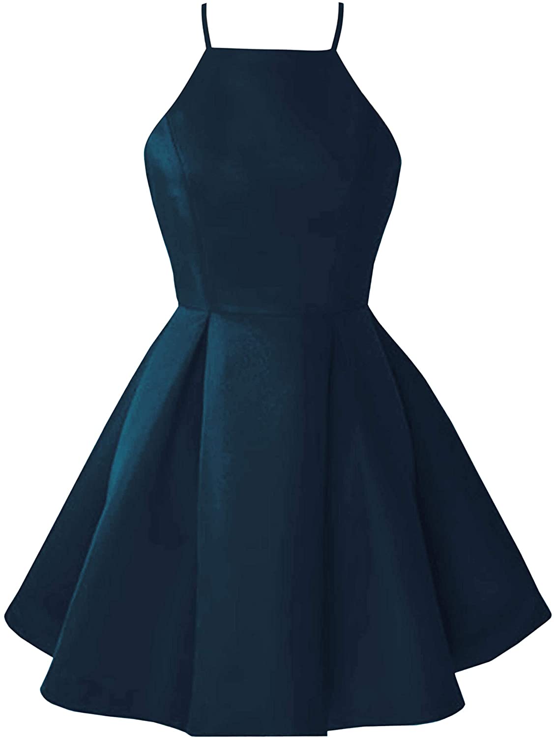 Price:$64.00    Yangprom Simple Halter Sleeveless Pleated A-Line Short Homecoming Formal Dress  Clothing