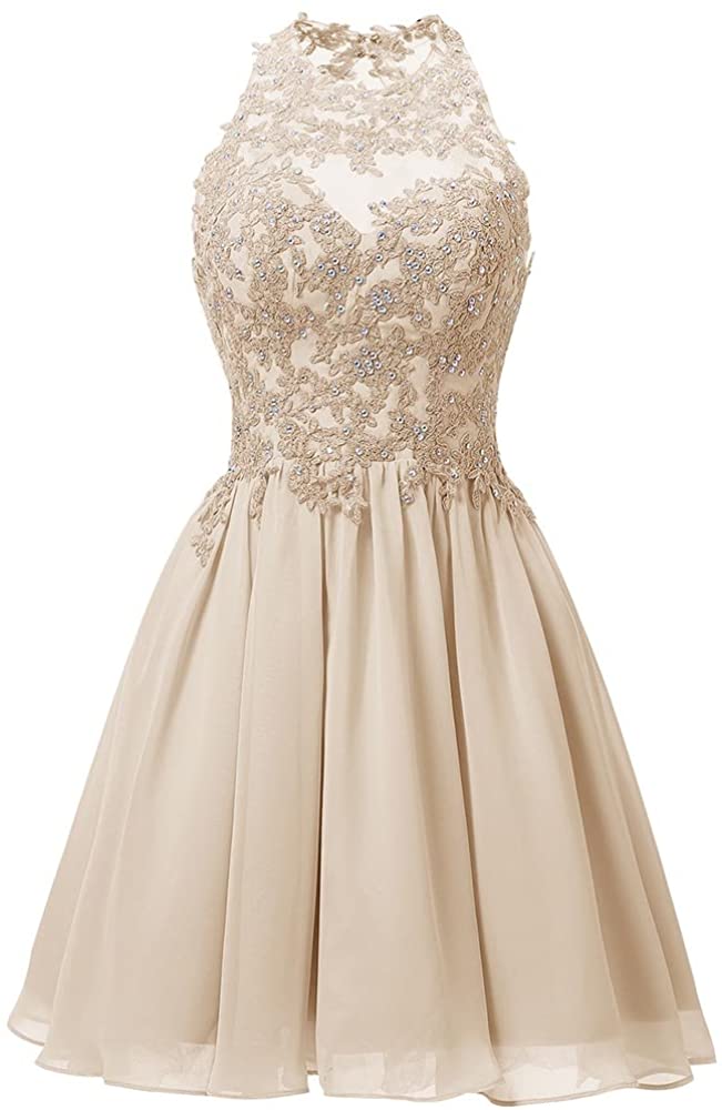 Price:$72.68    LeoGirl Womens Open Back Short Prom Dress With Lace Cocktail Party Dress  Clothing