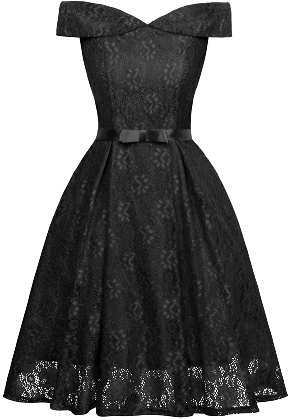 Price:$24.99    FAIRY COUPLE Women's Off Shoulder Vintage Floral Lace A Line Swing Formal Party Cocktail Dress  Clothing