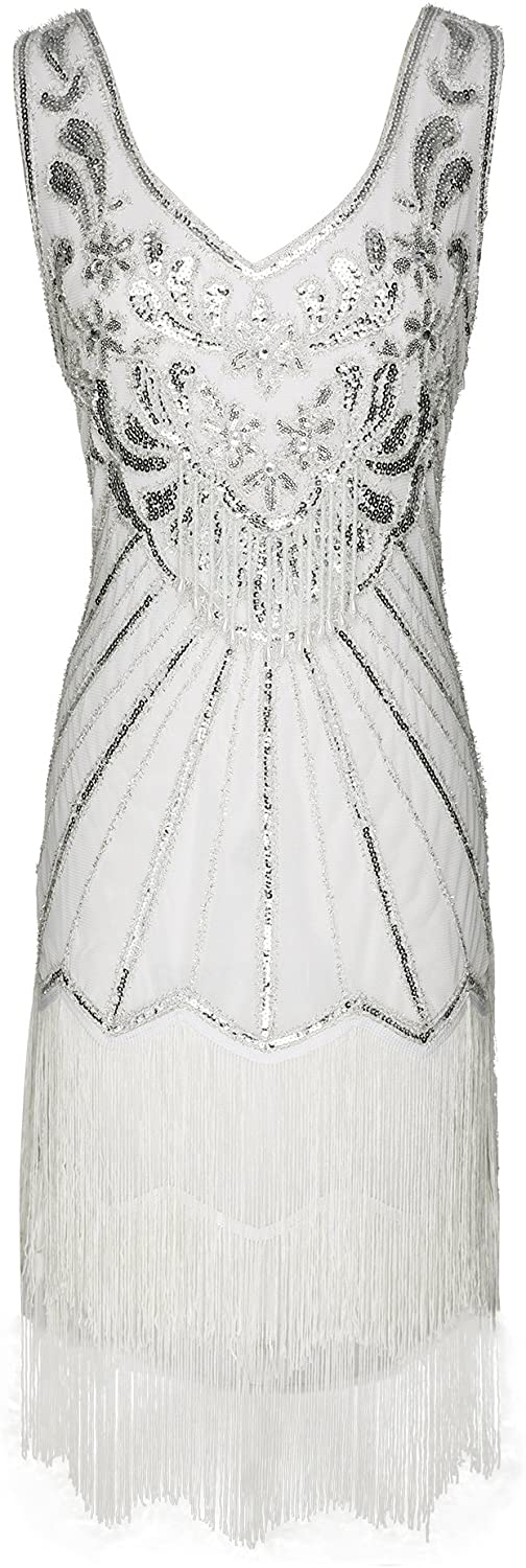 Price:$36.88    Women's Flapper Dress 1920s V Neck Beaded Fringed Great Gatsby Dress  Clothing