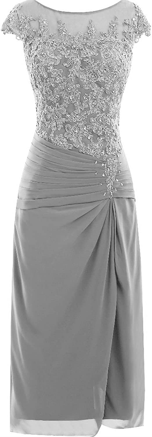 Price:$84.68 DINGZAN Knee Length Applique Mother of Bride Groom Dresses with Cap Sleeves at Amazon Women’s Clothing store