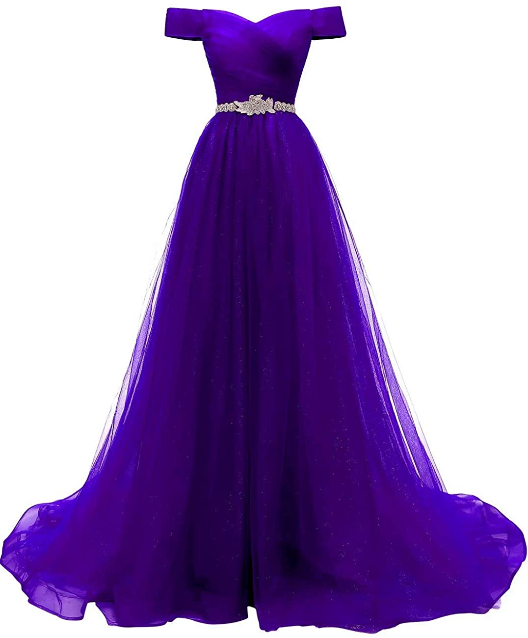Price:$69.90 AiniDress Women's A-line Tulle Prom Dresses Off the Shoulder Formal Evening Ball Gown at Amazon Women’s Clothing store