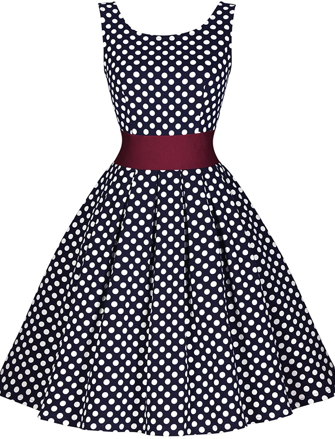 Price:$32.99 Miusol Women's Vintage 1950s Style Sleeveless Evening Party Dress at Amazon Women’s Clothing store