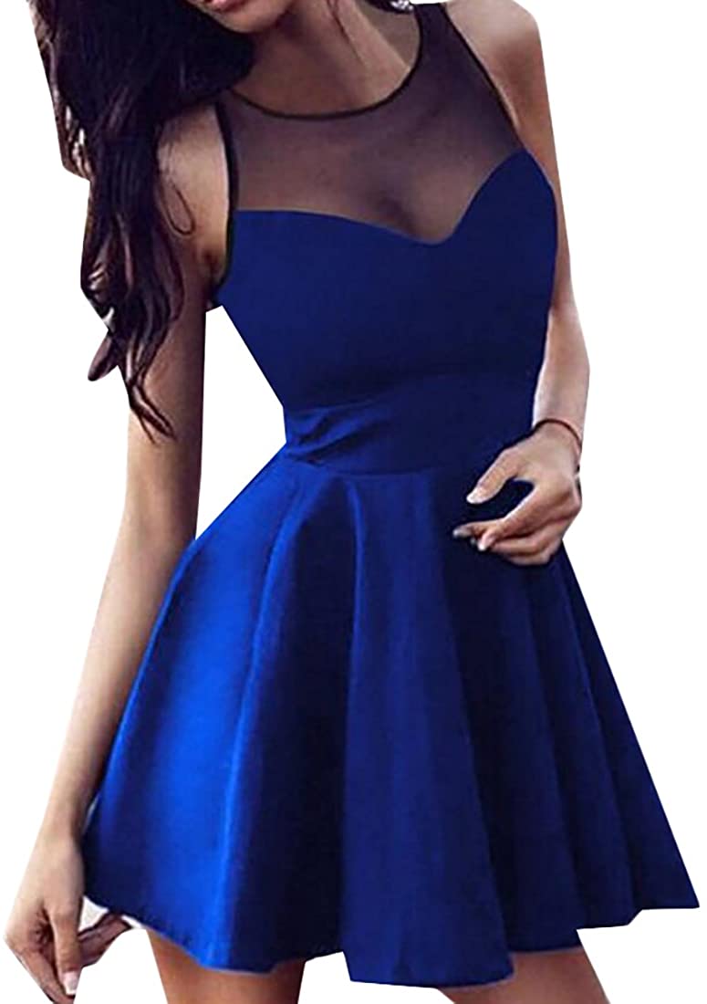 Price:$5.10 Adriat Women Swing Sleeveless Fashion Sexy Pleated Tank Mesh Short Dress at Amazon Women’s Clothing store