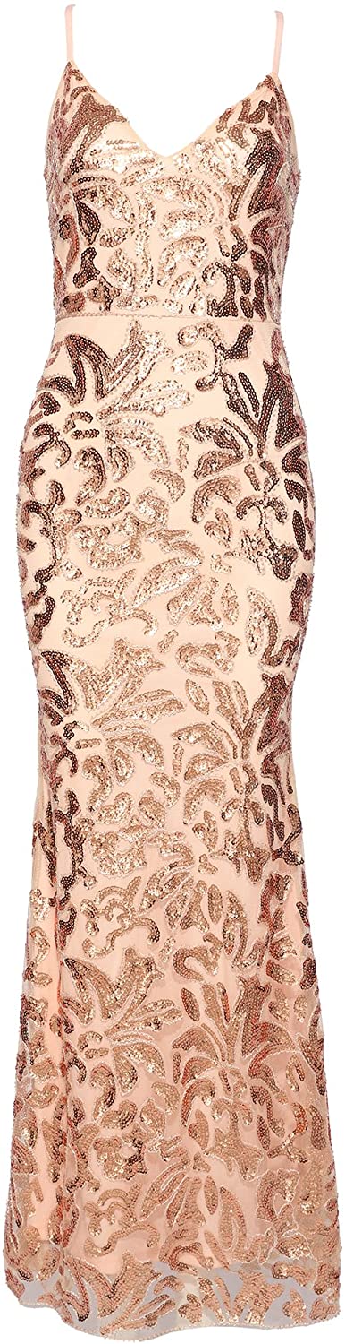 Price:$54.99    celeblink Elegant Strap Sequin Long Prom Gown Cocktail Party Dress for Women  Clothing