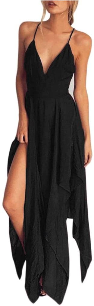 Price:$8.99    Hemlock Women Loose Deep V Dress Long Cocktail Party Dress (XL, Black)  Clothing