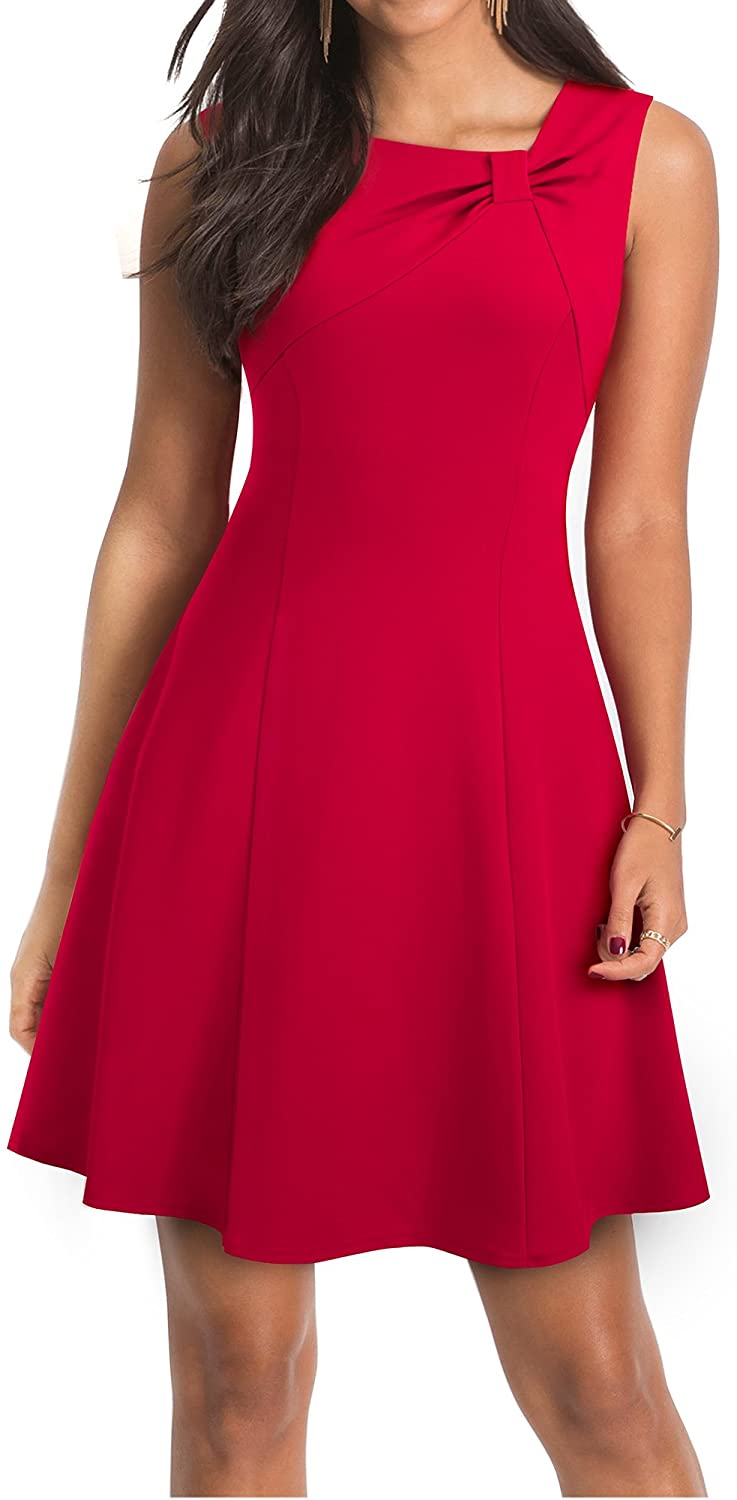 Price:$26.99    HOMEYEE Women's Elegant Sleeveless Fit and Flare Short Dress A101  Clothing